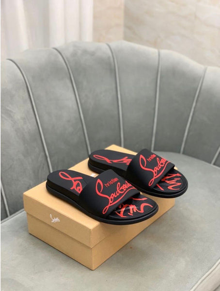 Luxury Black & Red Signature Comfort Slide Slippers