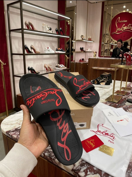Luxury Black & Red Signature Comfort Slide Slippers