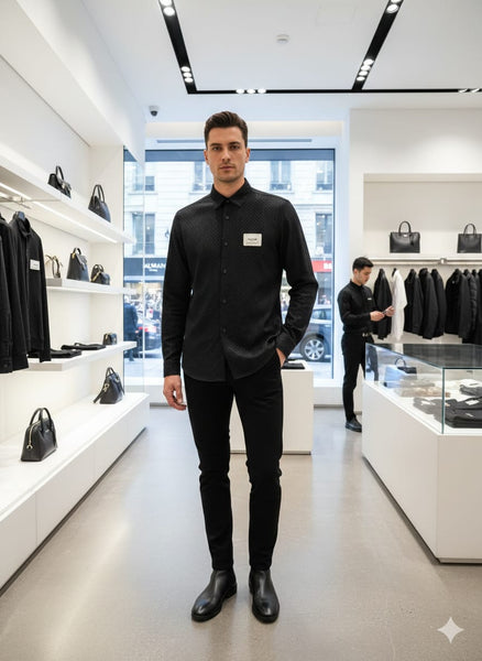 Minimalist Black Designer Shirt  Premium Elegant Formal Wear