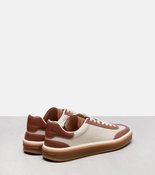 Premium Brown & Beige Lace-Up Sneakers for Men