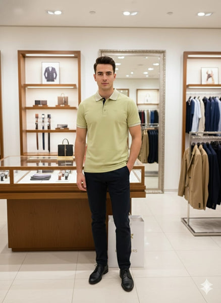Men’s Premium Light Olive Polo T-Shirt | Smart Casual Classic Fit