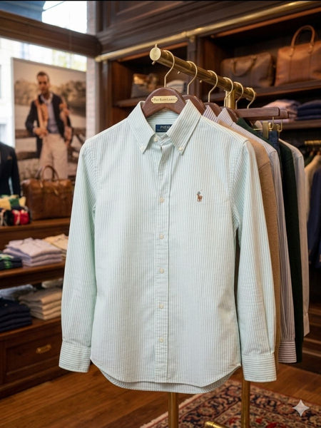 Women’s Elegant Green Striped Button-Down Shirt