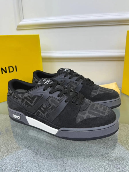 All-Black Luxury Designer Sneakers with Signature Pattern