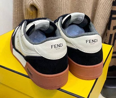 Luxury Beige & Black Designer Low-Top Sneakers