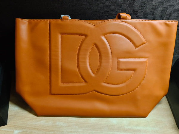 Luxury Leather Tote Bag with Embossed Logo Handbag for Women