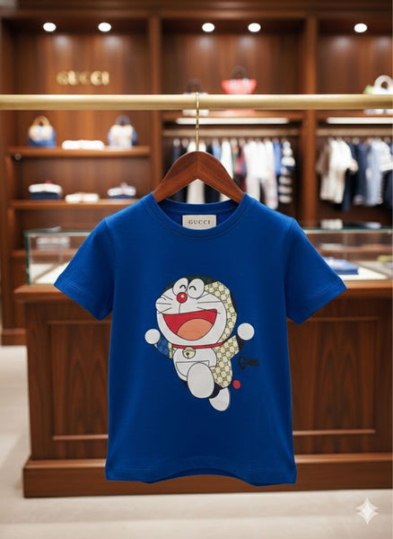 Cute Cartoon Kids Blue T-Shirt  Fun & Playful Casual Wear