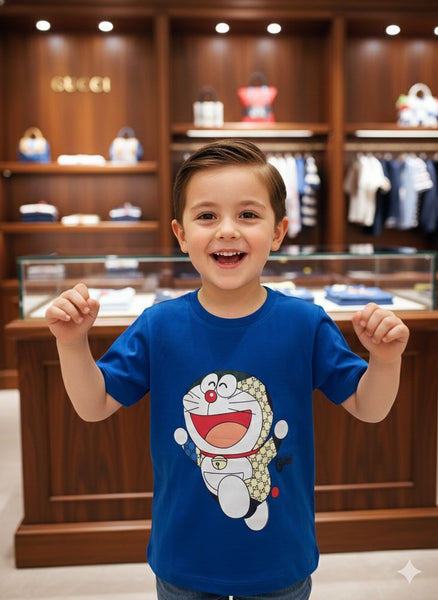Cute Cartoon Kids Blue T-Shirt  Fun & Playful Casual Wear
