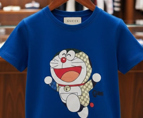 Cute Cartoon Kids Blue T-Shirt  Fun & Playful Casual Wear