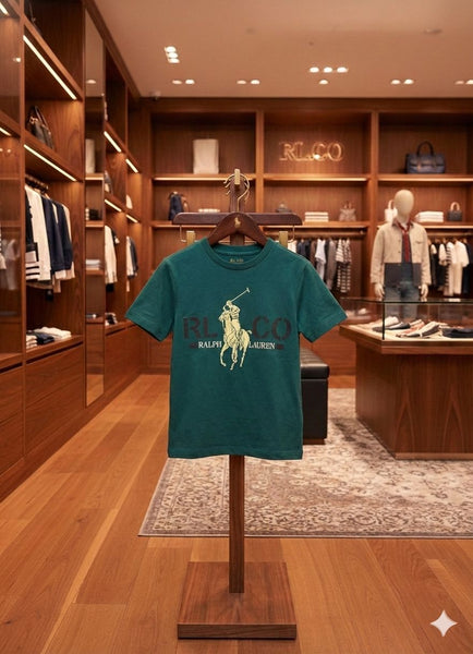 Premium Soft Cool Green Polo Graphic T-Shirt for Kids