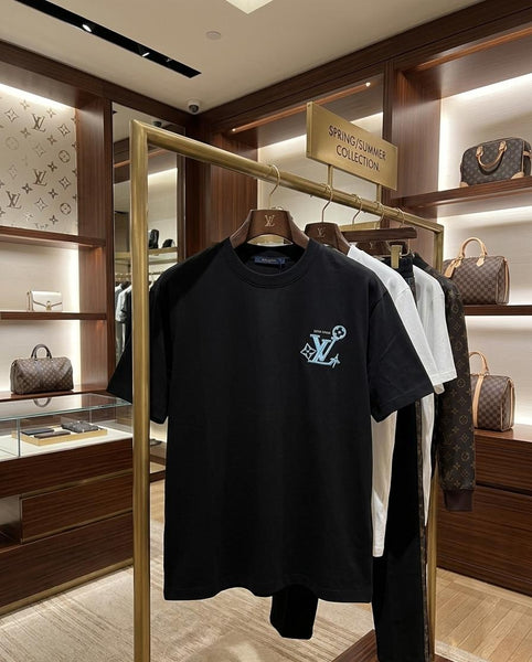 Premium Black Brand  Inspired Minimal Logo Drop Shoulder T-Shirt