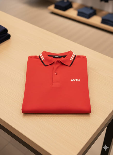 Premium Red Polo T-Shirt with Signature Logo Smart Casual Style