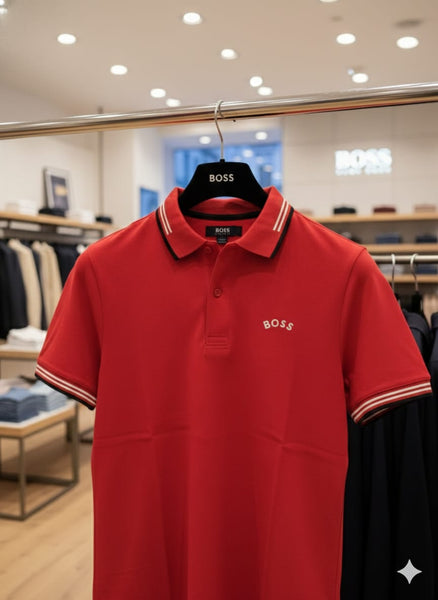 Premium Red Polo T-Shirt with Signature Logo Smart Casual Style