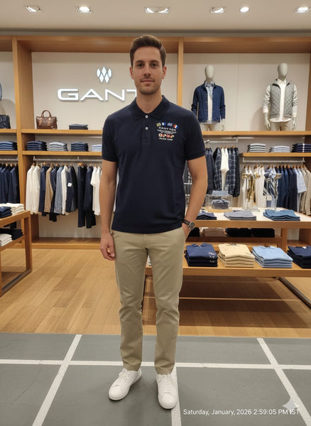 Premium Men Blue Regular Fit Solid Polo T-shirt
