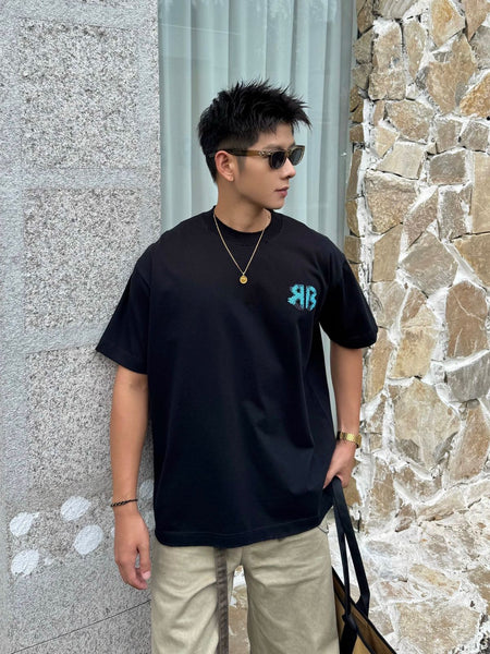 Luxury Black Oversized Printed T-Shirt for Men