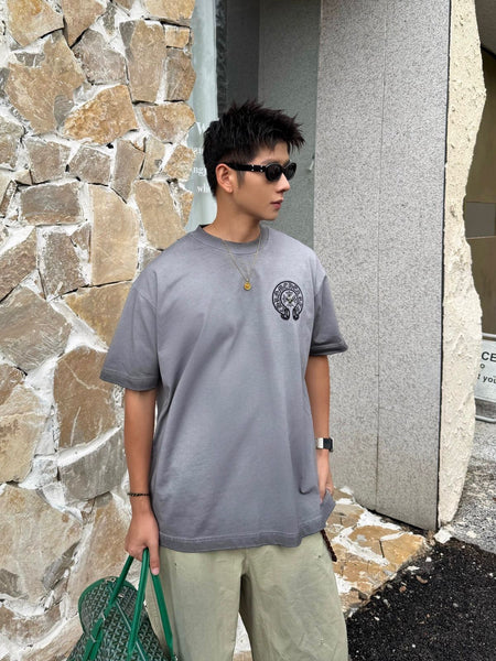 Premium  Grey Minimal Logo T-Shirt  Trendy Streetwear Essential