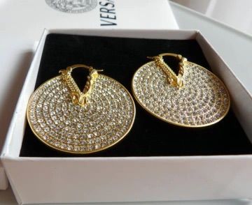 Elegant Gold Plated Round Crystal Hoop Earrings for Women