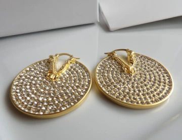 Elegant Gold Plated Round Crystal Hoop Earrings for Women