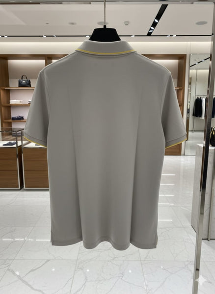 Luxury Grey Polo T-Shirt with Signature Detail Smart Casual Style