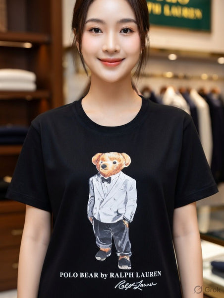 Classic Black Polo Bear Graphic T-Shirt
