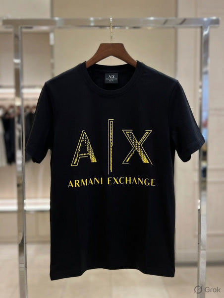 Luxury Black A|X Logo T-Shirt Premium Gold Print Style