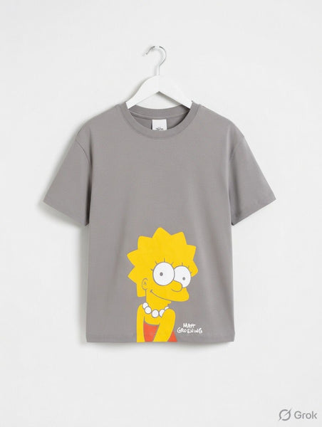 Premium Stylish Grey Cartoon Print  T-Shirt for Women