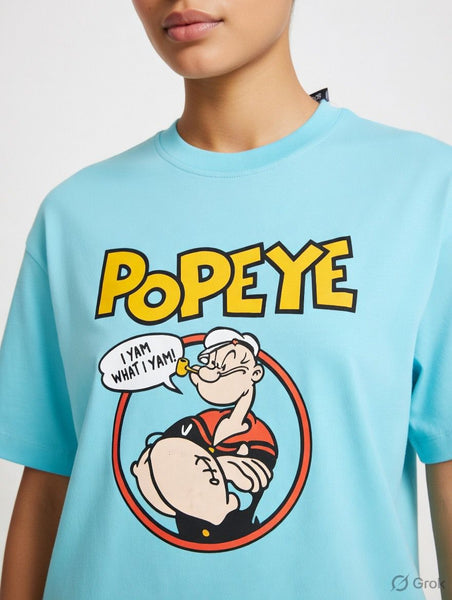 Women’s Cartoon Graphic T-Shirt Trendy Blue  Casual Tee