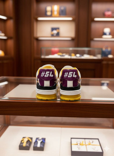 Luxury Colorblock Designer Sneakers with Neon Lace Detail
