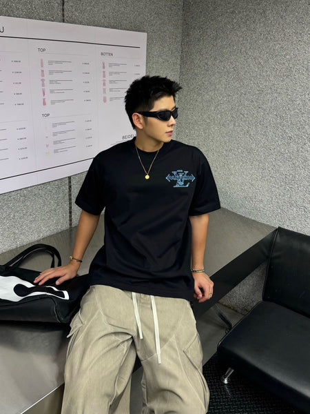 Luxury  Black  Oversized T-shirt With Brand Signature