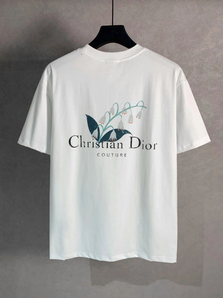 Premium White Floral Print  Branded Drop shoulder T-Shirt for Men