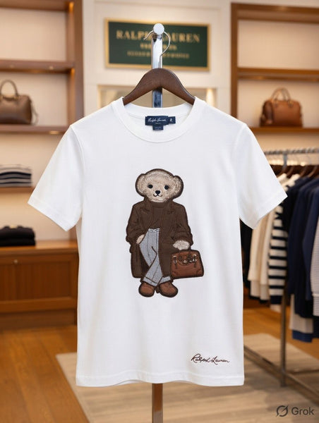 Stylish Teddy Bear Embroidered T-Shirt for Women