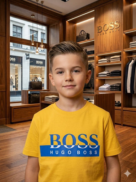 Premium Kids Yellow Brand Logo T-Shirt Stylish & Comfortable Casual Wear