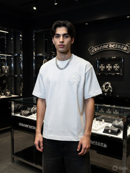 Premium White Designer Drop Shoulder T-Shirt for Men