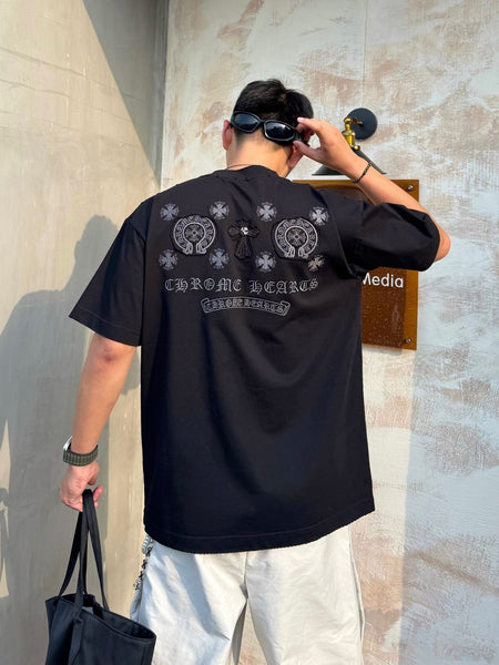 Premium Black Embroidered Logo Oversized T-Shirt