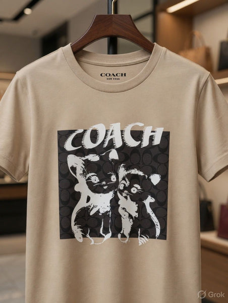 Premium Beige Graphic Printed Casual T-Shirt for Women