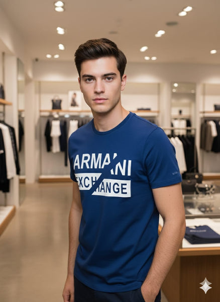 Premium Blue Graphic Logo T-Shirt for Men  Modern Casual Style