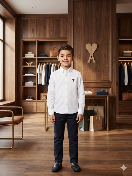 Premium Kids White Shirt with Red Heart Logo