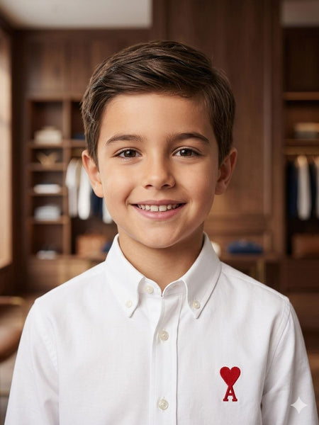 Premium Kids White Shirt with Red Heart Logo