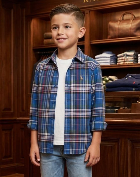 Luxury Kids Stylish Blue Checkered Shirt