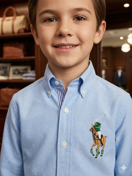 Kids Premium Sky Blue Shirt Classic Polo Style Button-Down