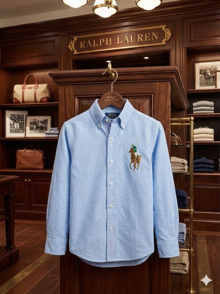 Kids Premium Sky Blue Shirt Classic Polo Style Button-Down