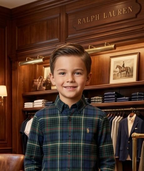 Kids Premium Plaid Shirt Classic Green & Blue Check