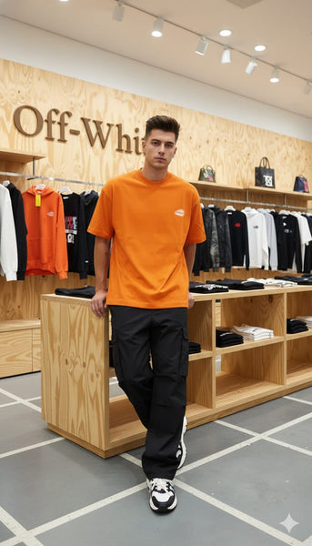 Bold Streetwear Orange Oversized T-Shirt with Graphic Back Print