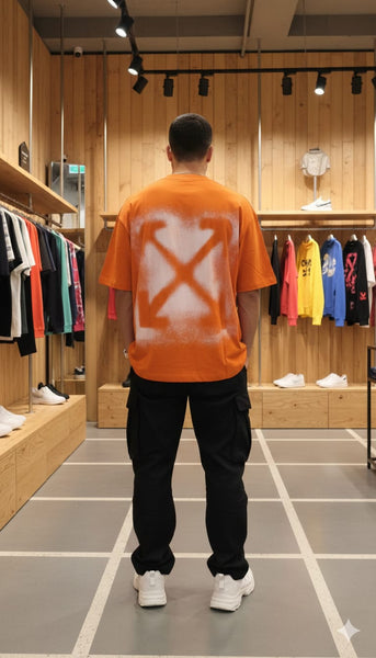 Bold Streetwear Orange Oversized T-Shirt with Graphic Back Print