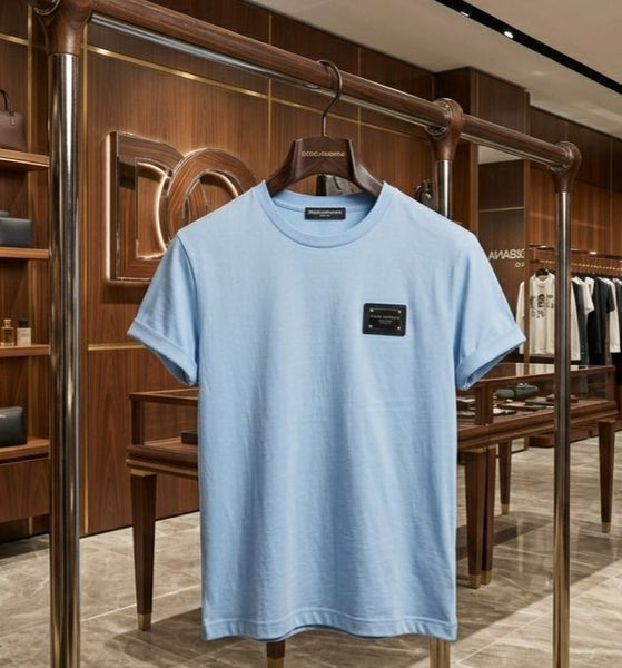 Premium Sky Blue Minimal Logo T-Shirt  Classic Everyday Style