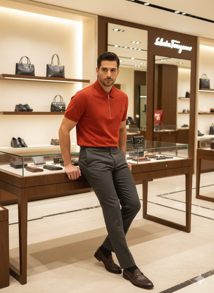 Luxury  Zip Polo T-Shirt Premium Smart Casual Style for Men