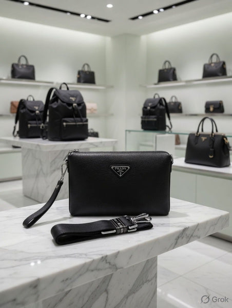 Premium Black Leather Crossbody Office Bag for Men