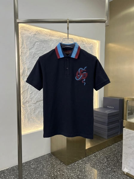 Luxury Navy Polo T-Shirt Signature Designer Style