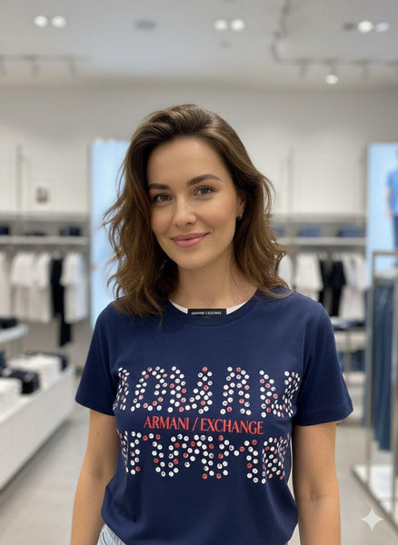 Women’s Premium Navy Blue Printed T-Shirt Stylish & Comfortable Fit