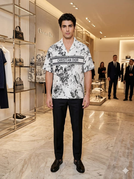 Premium Monochrome Designer Cuban Collar  Shirt