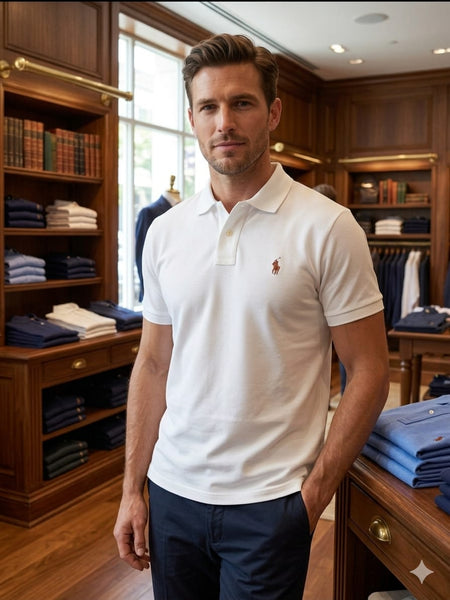 Premium Men’s Classic White Polo T-Shirt  Stylish Casual Fit